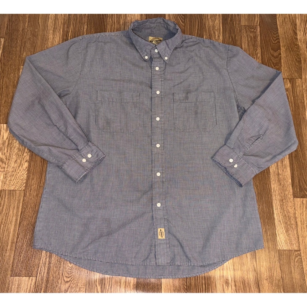 WearGuard Mens Blue Gingham Button‎ Down Work Shirt Long Sleeve Style 1005 Large